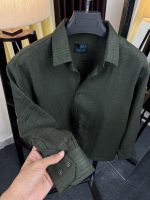 Solid Boxy Fit Shirt-Olive Green - Image 3
